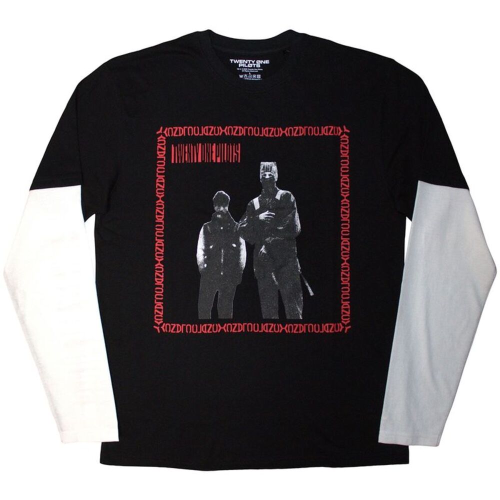 Twenty One Pilots Unisex Adult Run Frame Layered Long-Sleeved T-Shirt / Black/Wh